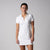 Image of a female model wearing a JOOLA Women's Novelty Polo Dress, White.