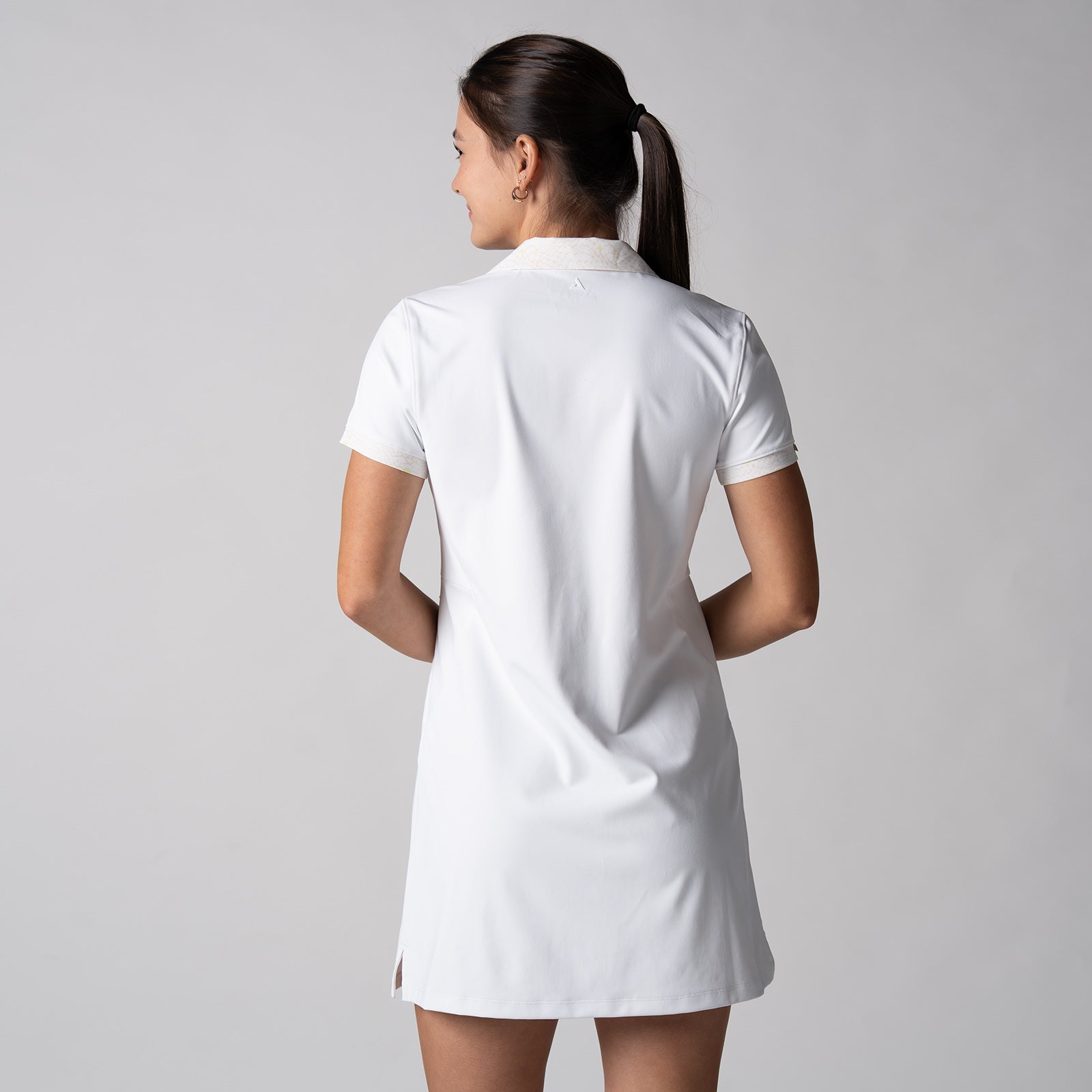 short sleeve polo dress women Rib Short Sleeve Polo Dress Black