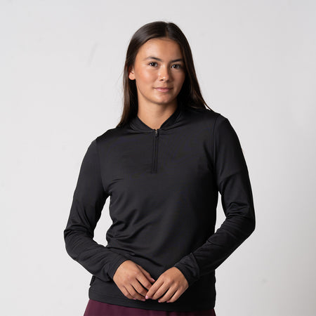 Image of  JOOLA women's quarter zip pullover, black.