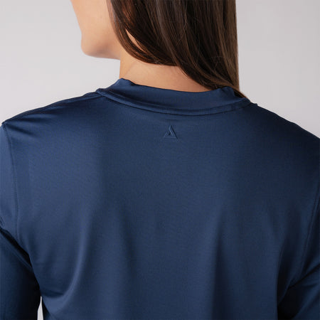 Image showing the back of a JOOLA Women's Quarter Zip Pullover, Navy.