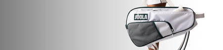 Gray banner image showing the JOOLA Tour Elite Pro pickleball bag in white and green.