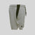 A pair of light gray JOOLA athletic shorts with a dark olive green vertical stripe down the front, a matching dark green drawstring, and a small dark green triangular logo near the hem, shown against a solid light gray background.
