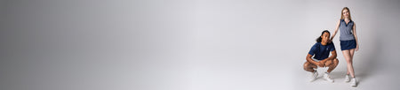 Horizontal banner image showing male and female models sporting JOOLA spring 2025 apparel.