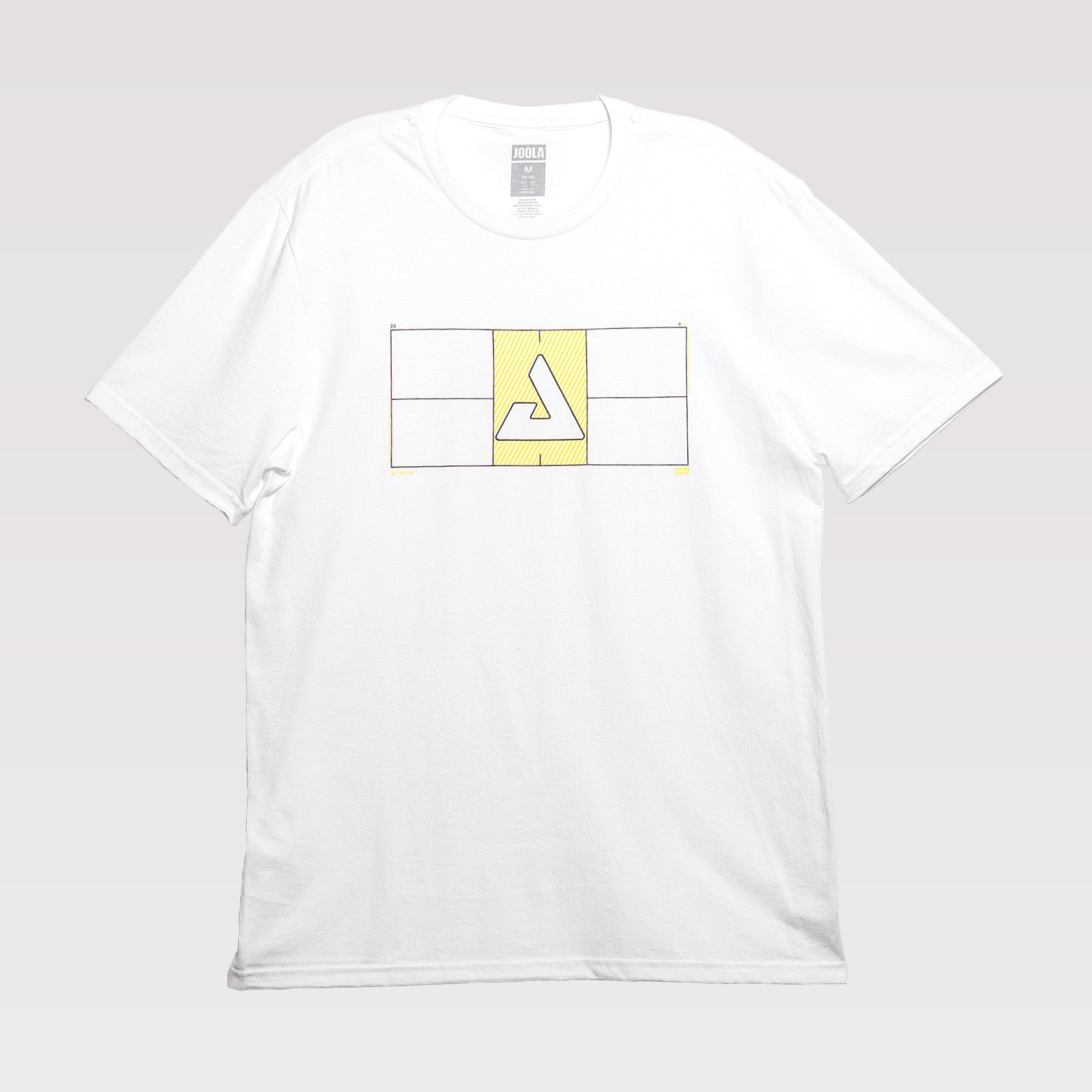 White background, product image of a  white JOOLA Pro IV Court Short Sleeve Graphic Tee.