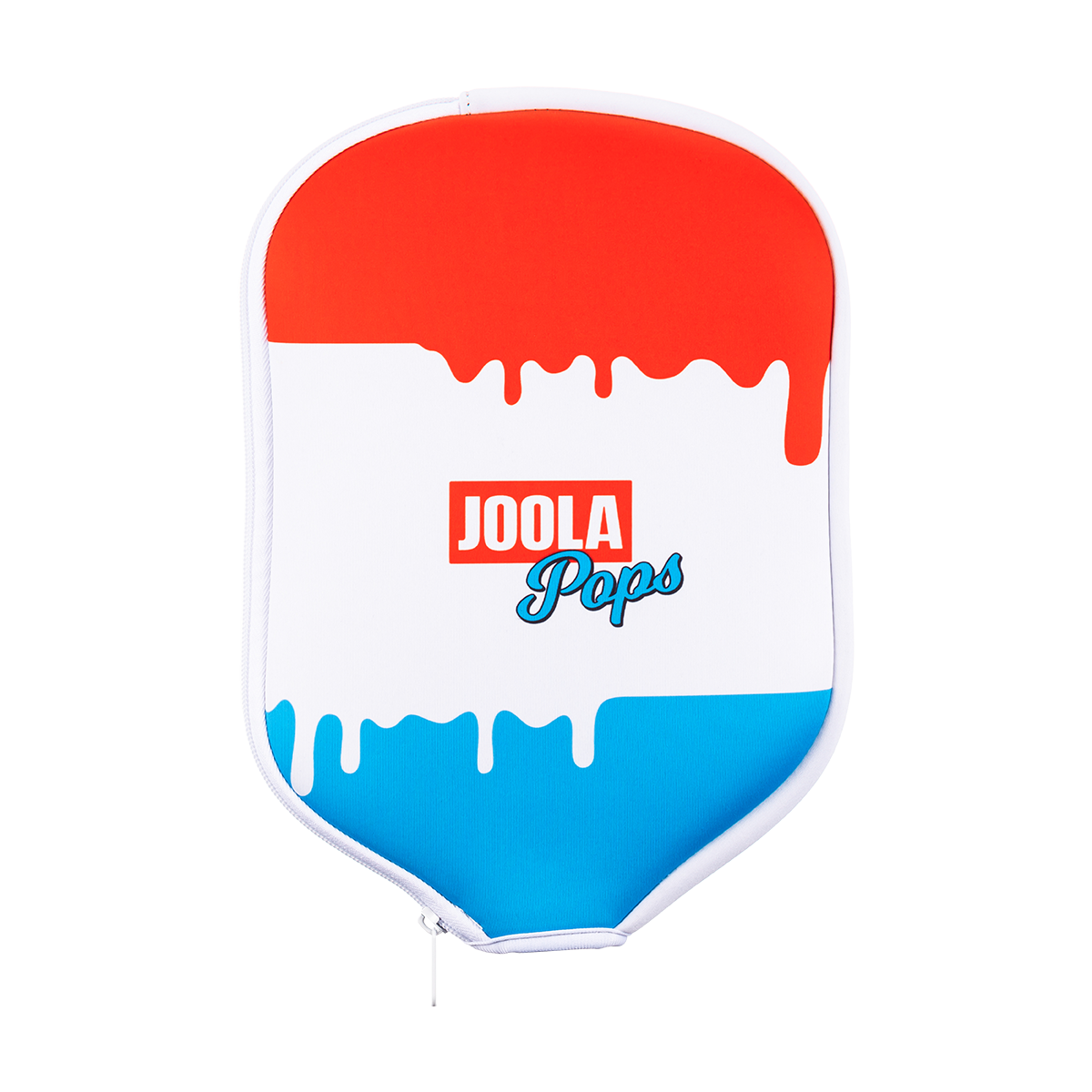 Red, white and blue drip color way JOOLA Pops Pickleball paddle cover.