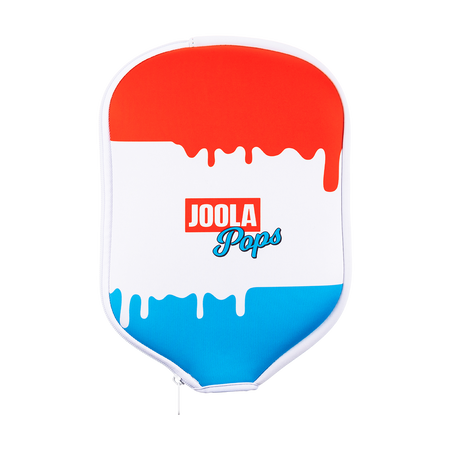 Red, white and blue drip color way JOOLA Pops Pickleball paddle cover.