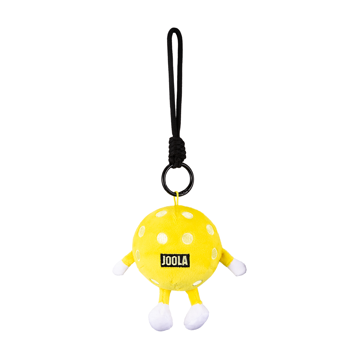 Image of the back of a JOOLA Pickleball plushie hanging from a loop.