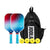 White background, product image showing two JOOLA Perseus Astral pickleball paddle, four JOOLA pickleballs and a JOOLA carrying bag.