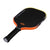 White background, Orange and Yellow gradiant edge guard on the JOOLA 3S Dual Scorpeus Pickleball Paddle.