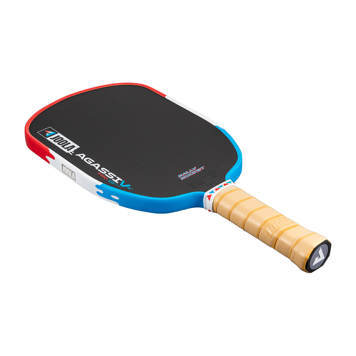 Product image of the JOOLA Agassi Pro V Rally Rocket pickleball paddle.