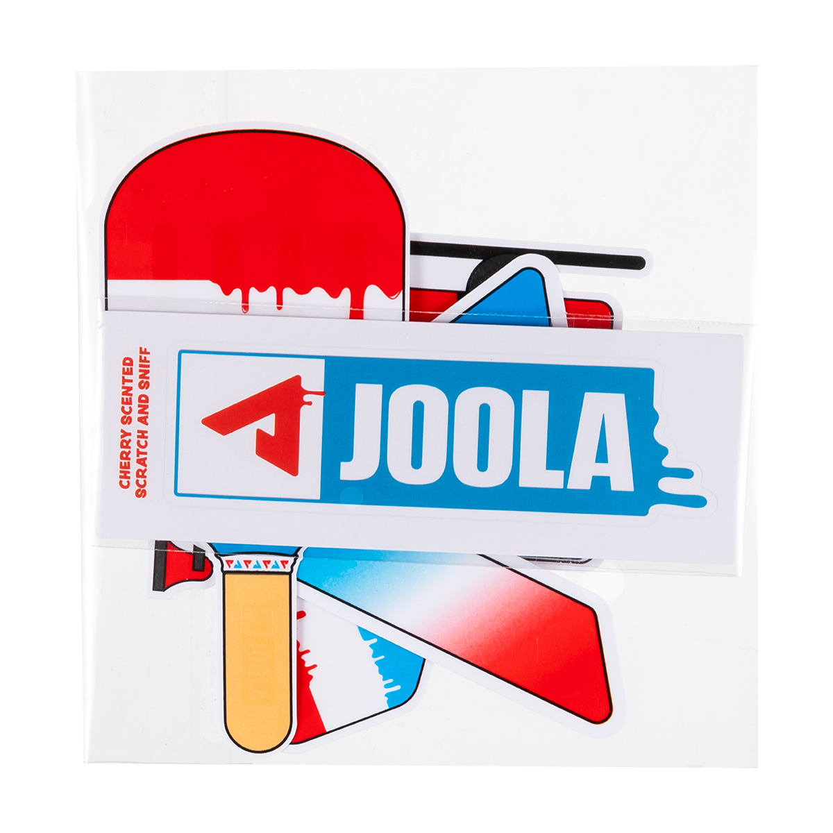 Image showing the pack of stickers that come in the premium packaging for the JOOLA Rally Rocket pickleball paddle.