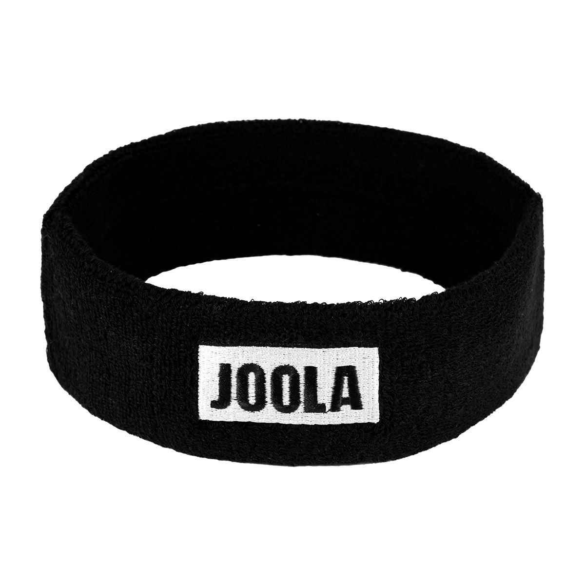 Round image of the JOOLA Headband, black with white logo.