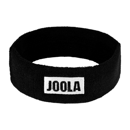Round image of the JOOLA Headband, black with white logo.