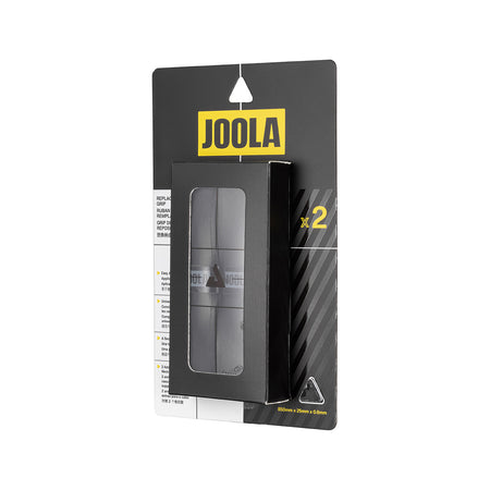 White background, an angled image of a two pack of JOOLA Feel-Tec replacement grip in black.