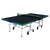 White background, product image of a JOOLA x Hugo Calderano table tennis table. Side of table has a blue-green gradient colorway.