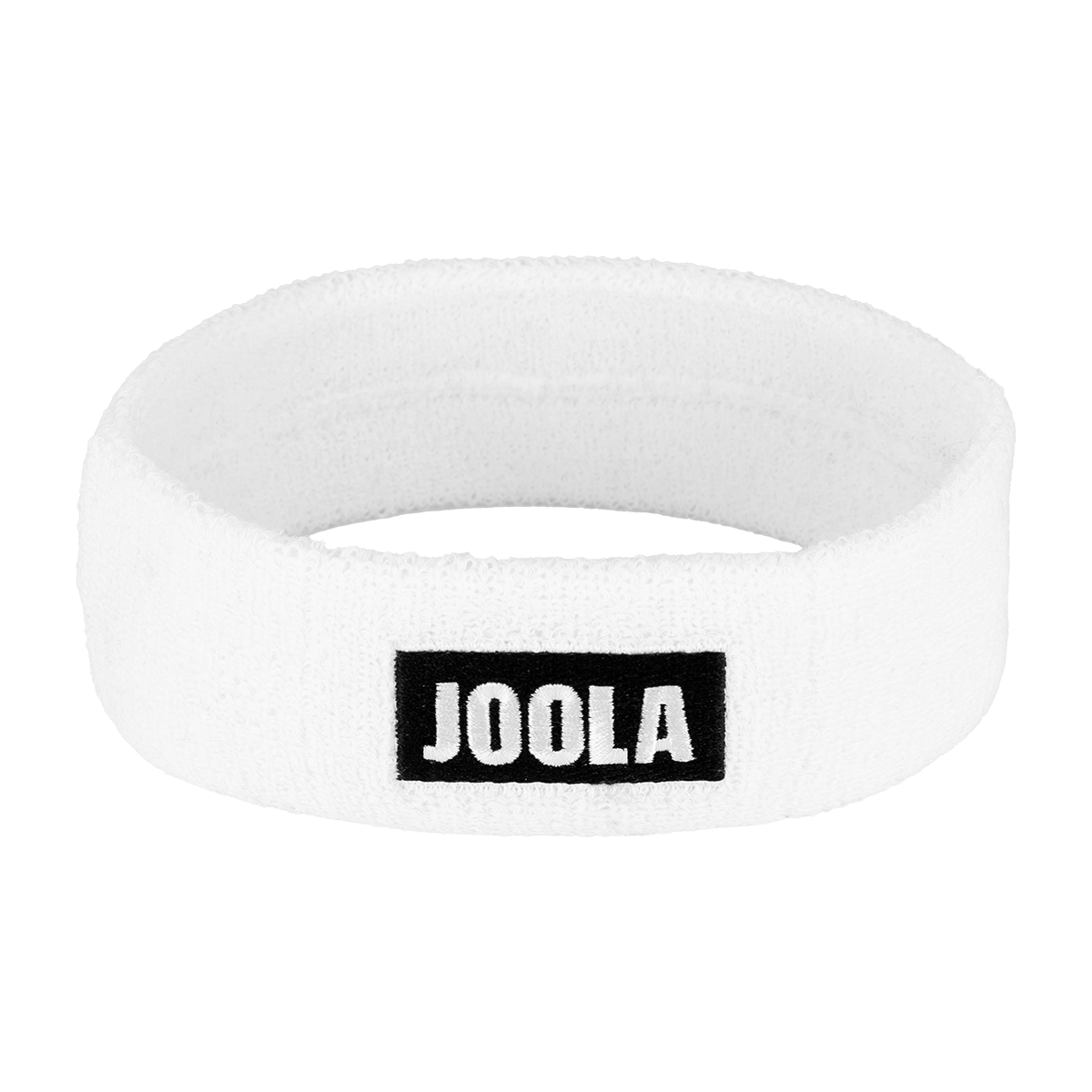Circular white head band with a black JOOLA logo.
