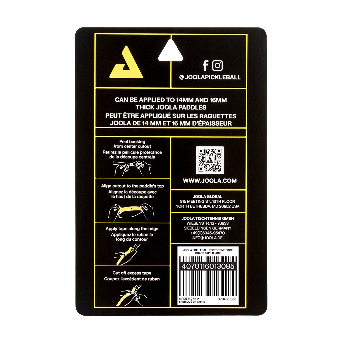 Image of the detailed application process of the protective JOOLA Edge Guard Tape.
