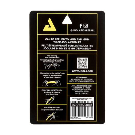 Image of the detailed application process of the protective JOOLA Edge Guard Tape.