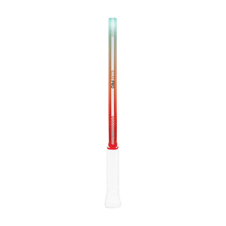Gradient-colored JOOLA pickleball paddle edge guard with red at one end and blue at the other on a white background.