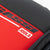 Close up on the red, black and white Agassi x JOOLA word mark on the Agassi Vision II deluxe backpack.