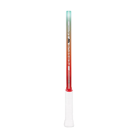 Gradient-colored JOOLA pickleball paddle edge guard with red at one end and blue at the other on a white background.