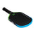 White background, image of a JOOLA Hyperion 3S Dual pickleball paddle with a green and blue dual gradiant edge guard.