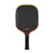 White background, Orange and Yellow gradiant edge guard on the JOOLA 3S Dual Scorpeus Pickleball Paddle.