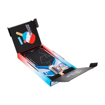 Image of an open JOOLA Perseus Double Vision pickleball paddle in it's premium packaging.