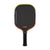 White background, Orange and Yellow gradiant edge guard on the JOOLA 3S Dual Scorpeus Pickleball Paddle.