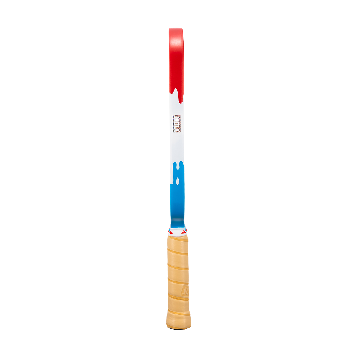 Side profile image of the Agassi Pro V Rally Rocket edge guard, red, white and blue.
