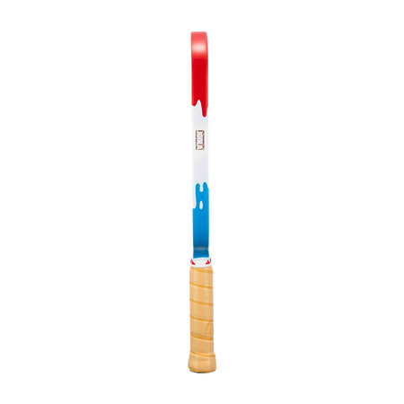 Side profile image of the Agassi Pro V Rally Rocket edge guard, red, white and blue.