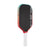 Pickleball paddle with black face, red sides, and white handle on a white background