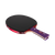 White background, product imafe of a JOOLA x Steve Aoki HyroQuest table tennis racket, purple handle, red edge and black surface.
