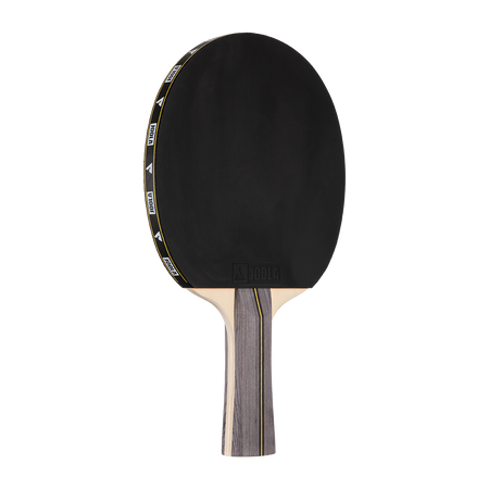 Image of a JOOLA Helio table tennis racket with a black surface.