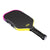 White background, Pink and Yellow gradiant edge guard on the JOOLA 3S Dual Magnus Pickleball Paddle.