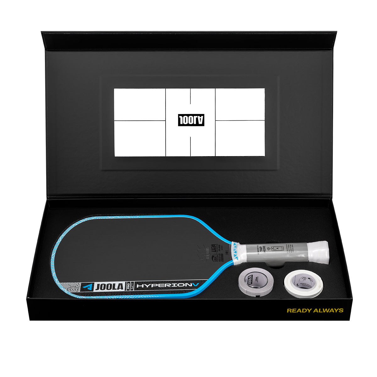 White background, product image showing the contents of the Pro V purchase. Paddle, edge guard tape and grip tape included.