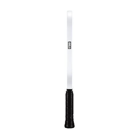 White background, product image showing the white edge guard of the JOOLA Perseus Astral pickleball paddle, with black handle.