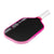 Pink and black pickleball paddle with white handle on a white background