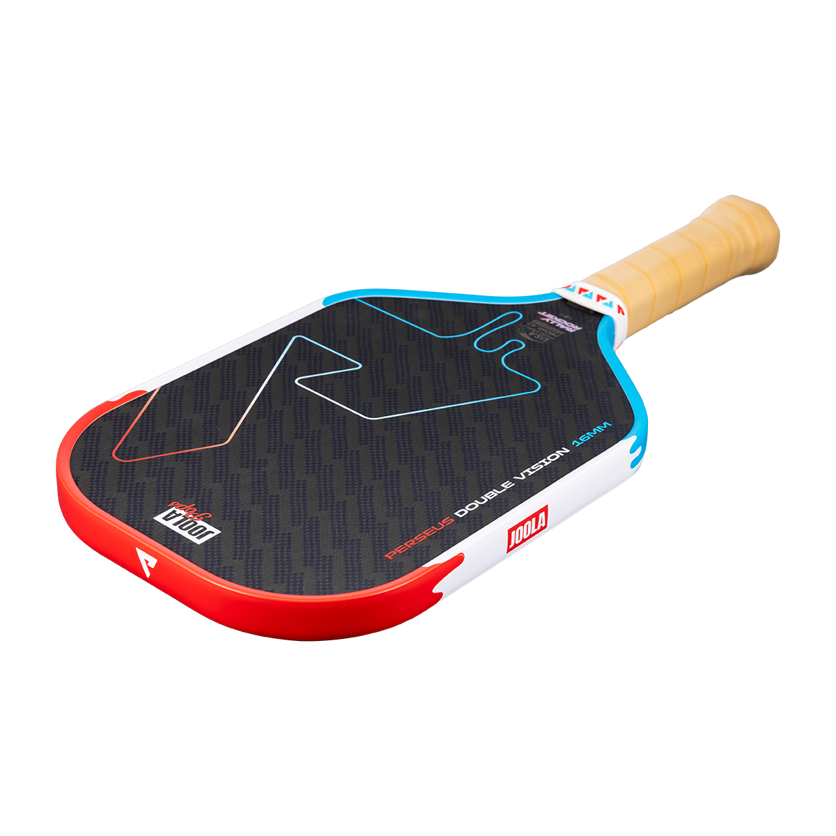 Product image of the JOOLA Perseus Double Vision Pickleball paddle 16mm Rally Rocket pop design.
