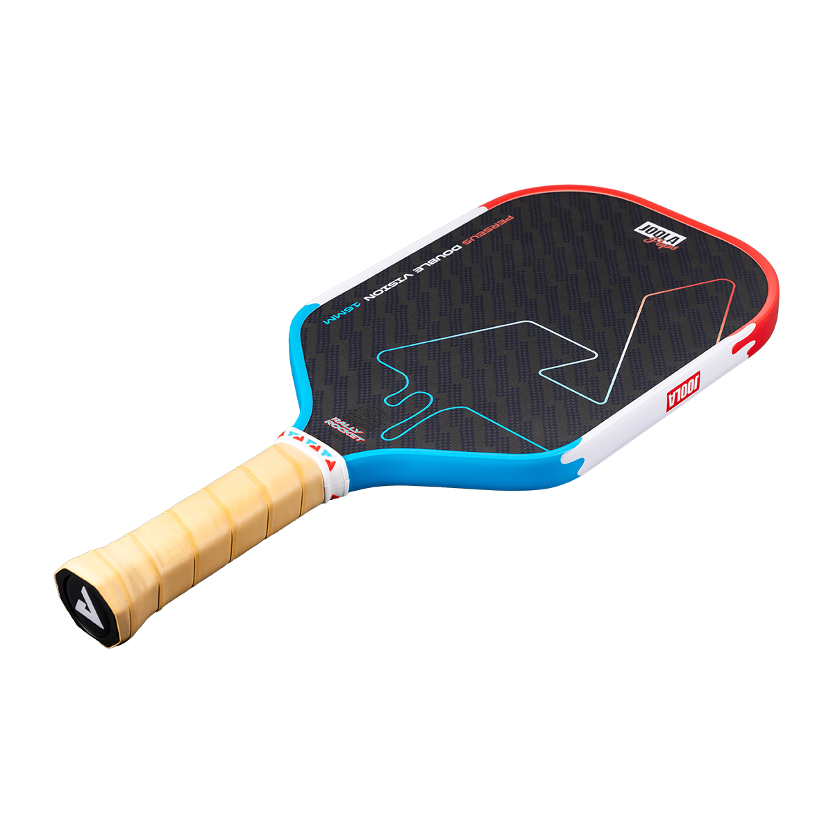 Product image of the JOOLA Perseus Double Vision Pickleball paddle 16mm Rally Rocket pop design.