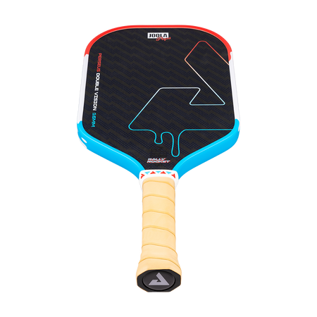 Product image of the JOOLA Perseus Double Vision Pickleball paddle 16mm Rally Rocket pop design.