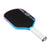 Pickleball paddle with black surface, blue frame, white handle, and JOOLA branding on a white background.