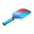 White background, product image of the JOOLA Perseus Astral pickleball paddle with light blue handle, white edge guard and red, white and blue gradiant color paddle face.
