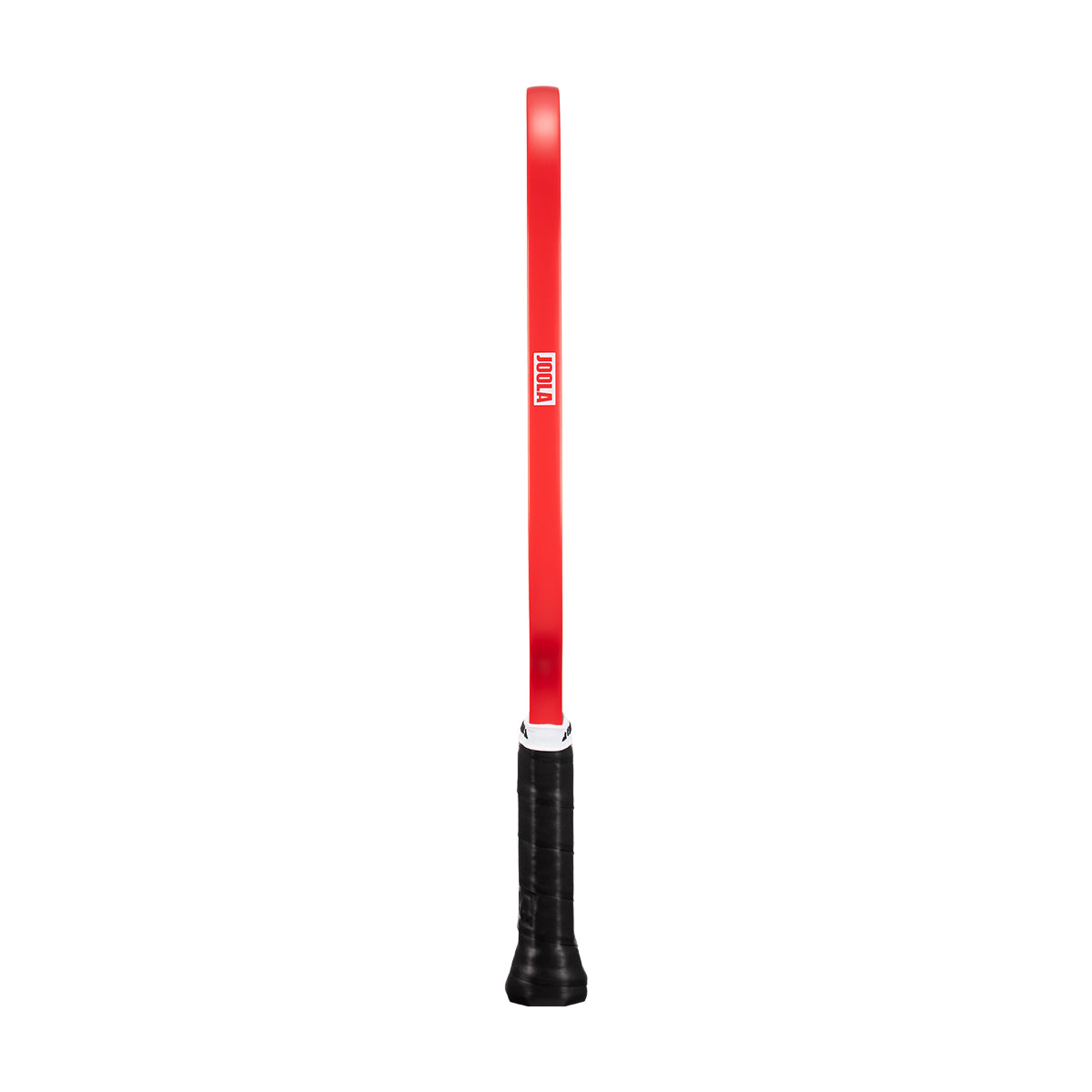 White background, image of the JOOLA Essentials Dash pickleball paddle's red edge guard, also pictured is the black handle.