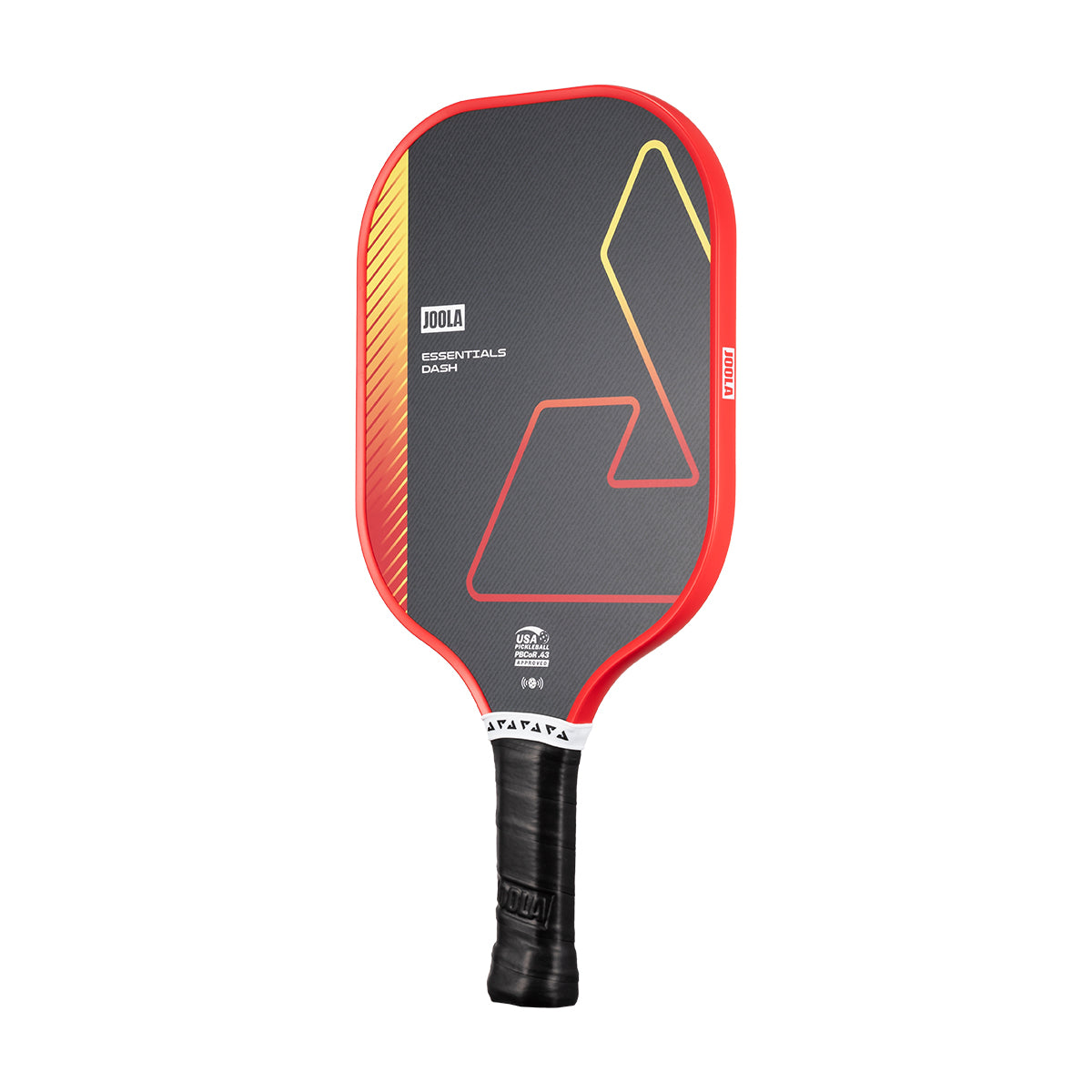 White background, product image of a red JOOLA Essentials Dash pickleball paddle.
