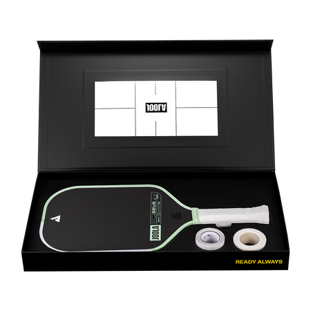Product image of a JOOLA Perseus CFS premium box with edge guard tape and overgrip.