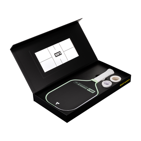 Product image of a JOOLA Perseus CFS premium box with edge guard tape and overgrip.