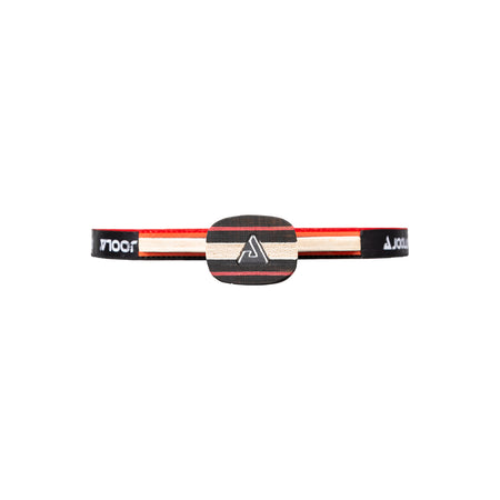 White background, JOOLA table tennis racket with black, red and white.
