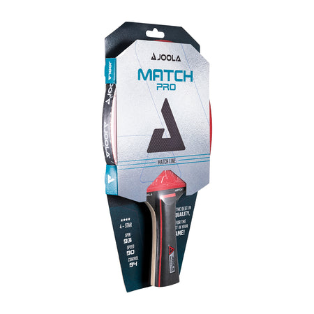 A JOOLA Match Pro table tennis paddle packaging on a white background.