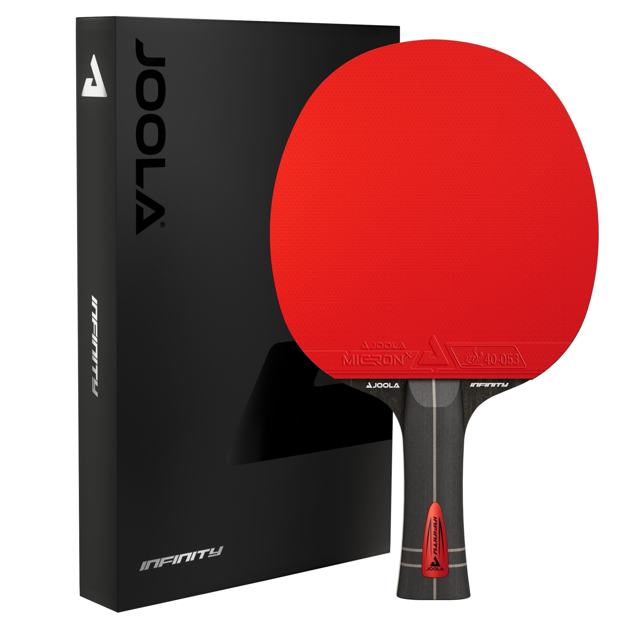 White background, product image showing the box and the JOOLA Infinity Z Carbon Table Tennis racket.